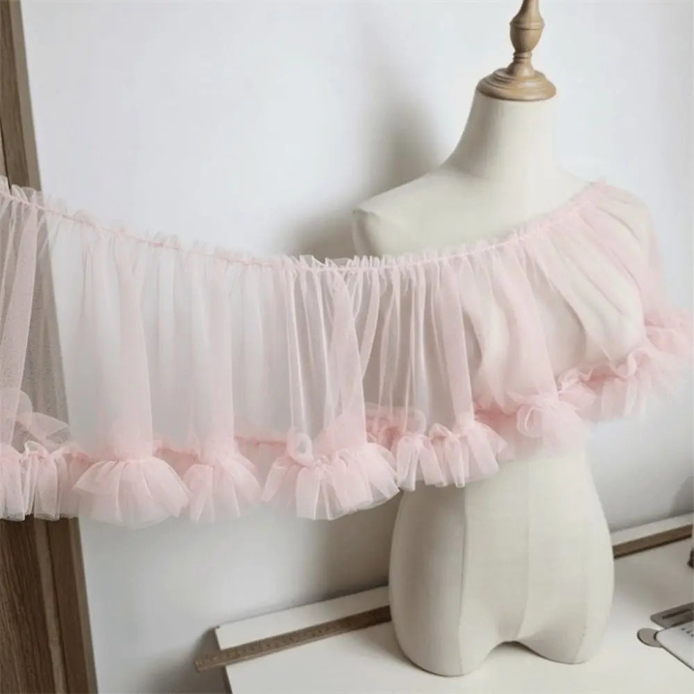 Pleated Tulle Lace Trim 15x90cm – Fluffy Mesh Ribbon for DIY