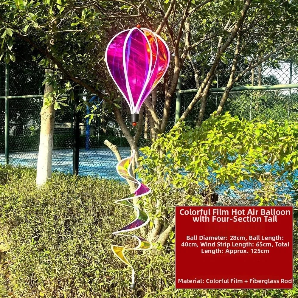 Rainbow Hot Air Balloon Wind Spinner 40cm – Kinetic Garden Decor