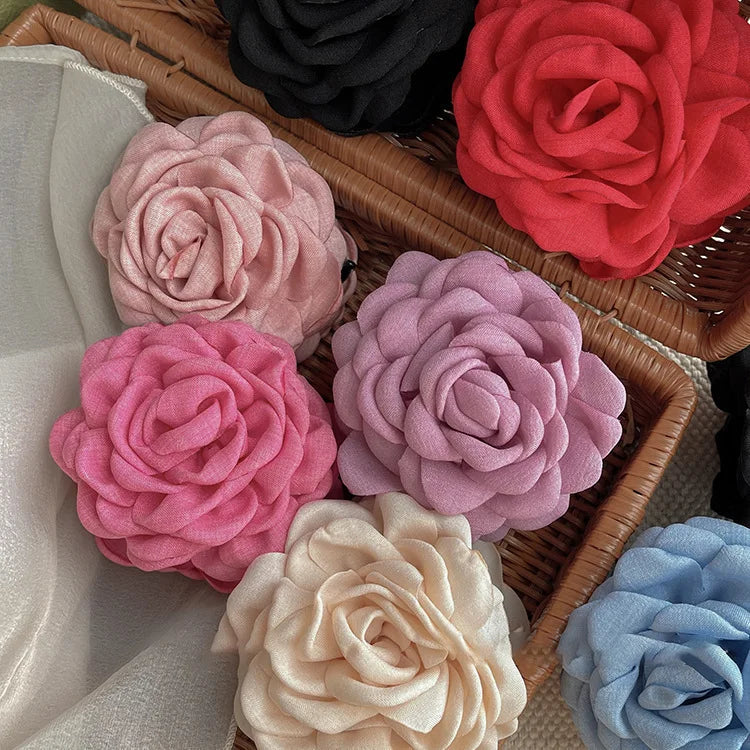 Rose Flower Hair Claw Clip – Elegant Shark Clip for Women