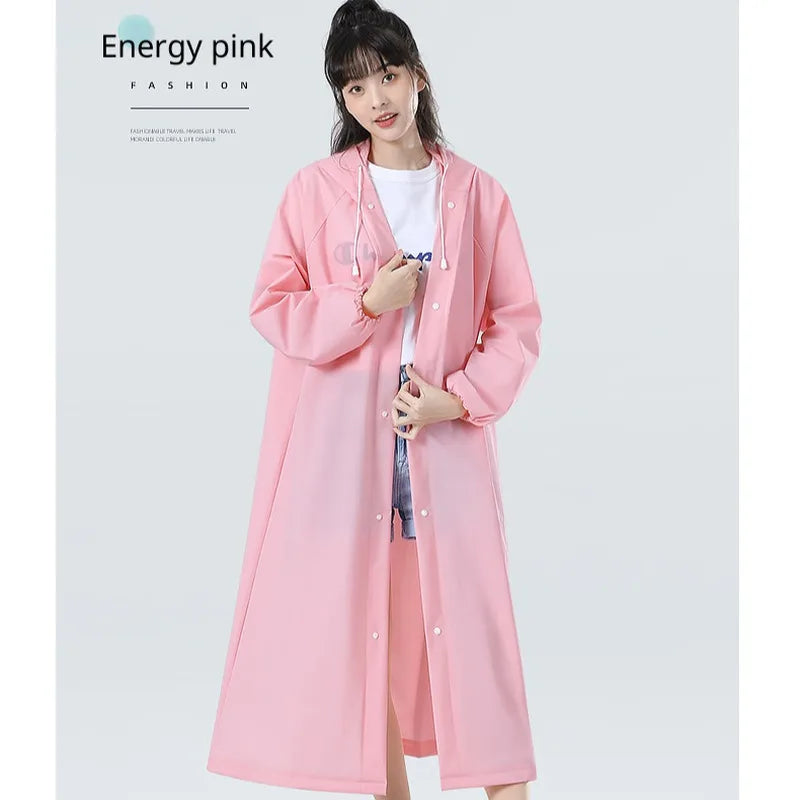 Reusable EVA Waterproof Rain Poncho – Transparent Adult Raincoat