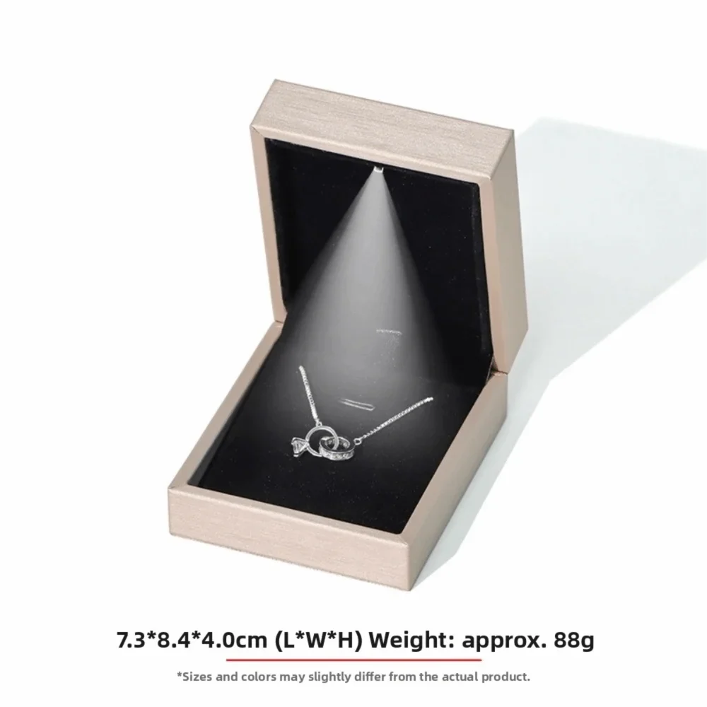 Luxury LED Jewelry Box Gold PU Leather Ring & Necklace Organizer