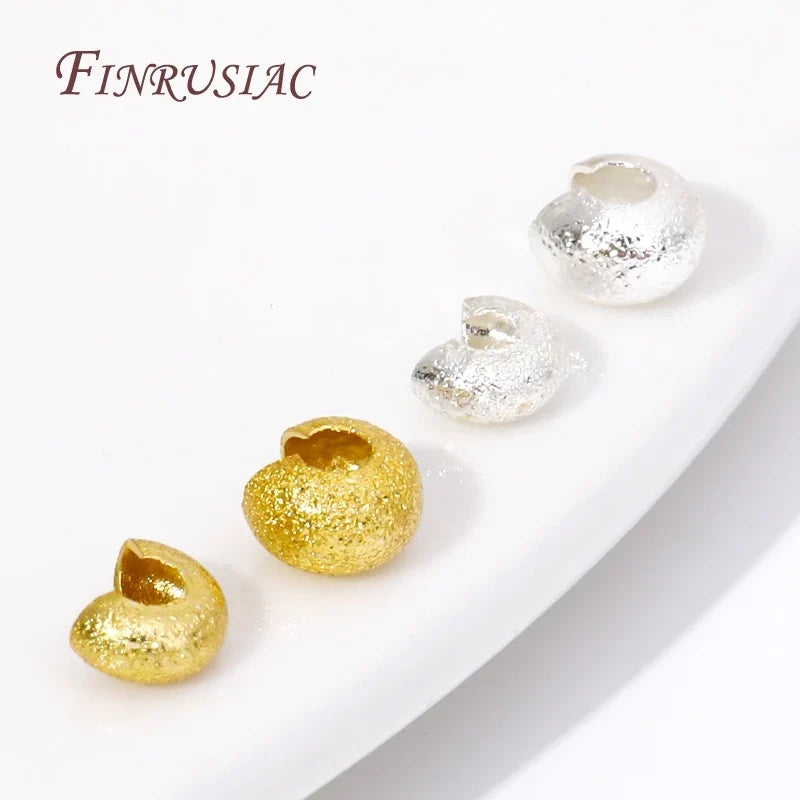 18K Gold Plated Crimp Bead Covers 3mm 4mm – 50/100pcs DIY