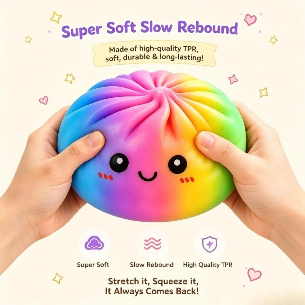 16cm Giant Dumpling Squeeze Fidget Toy with Steamer Box