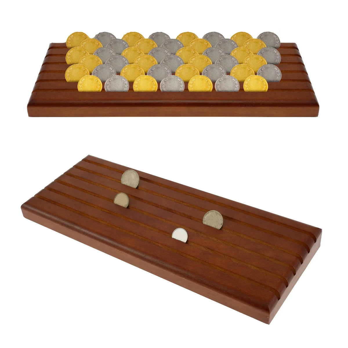 6-Row Wooden Challenge Coin Display Case – 40+ Coin Holder