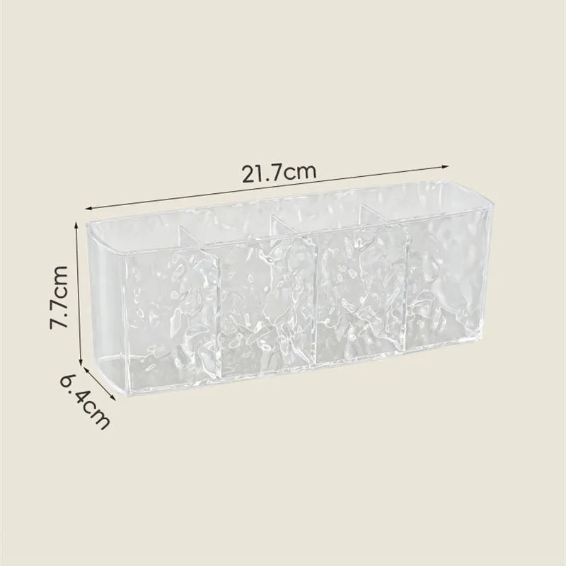 Water Ripple Acrylic Makeup Organizer | 4-Grid Cosmetic Storage