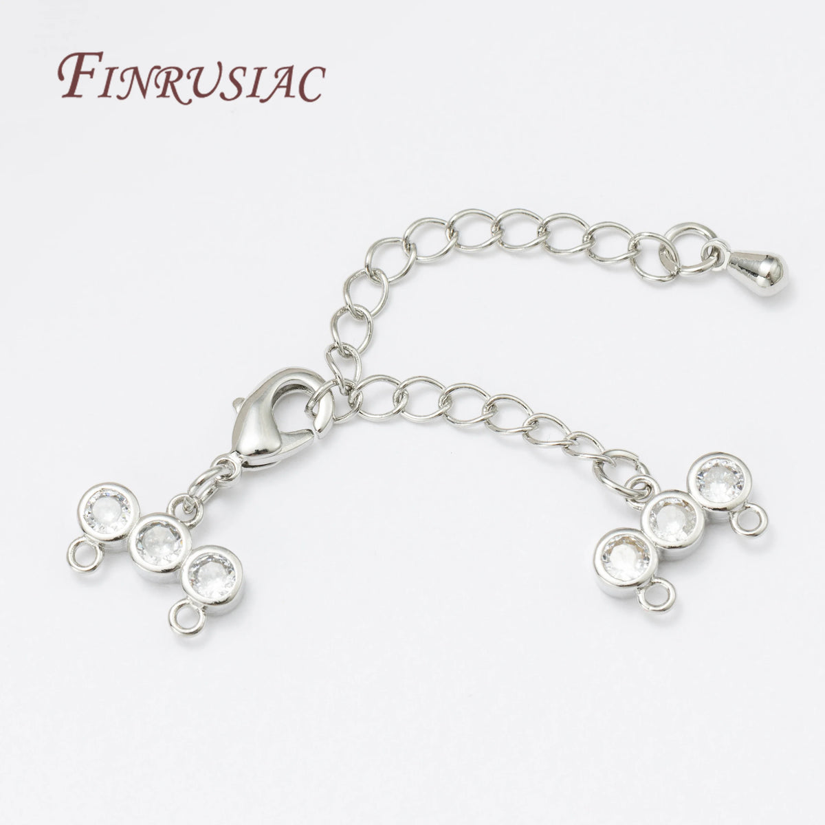 Gold Plated Brass Zircon Lobster Clasp & Extension Chain | DIY