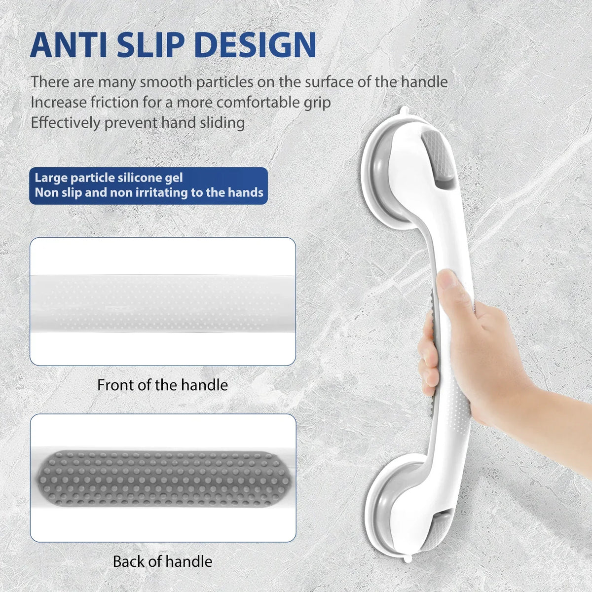 2-Pack Nonslip Shower Grab Bars – Removable Bathtub Handle