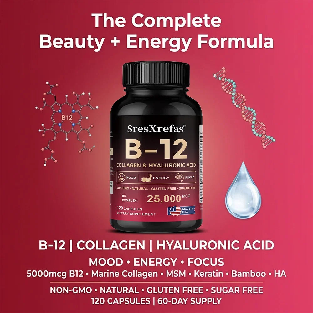 Vitamin B12 Complex with Collagen & Hyaluronic Acid | STRESSXCEL