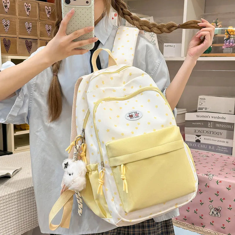 Nixie Girls Star Print Backpack – Large Capacity School Bag