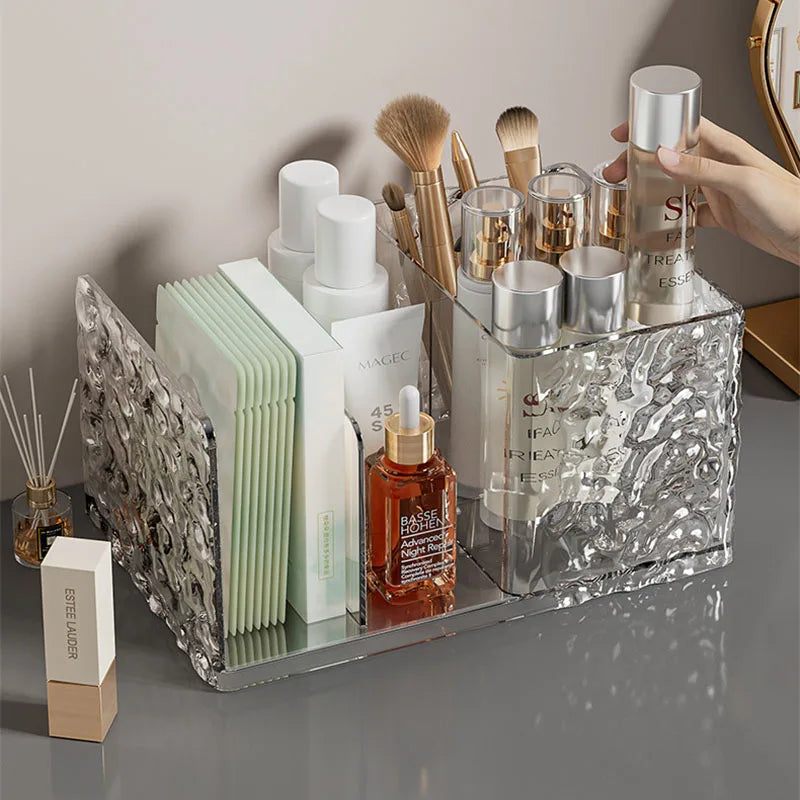 Water Ripple Multi-Grid Desktop Makeup Organizer Storage Box