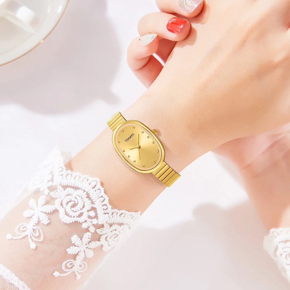 Timetti Women's Oval Quartz Watch – Elegant Daily Timepiece