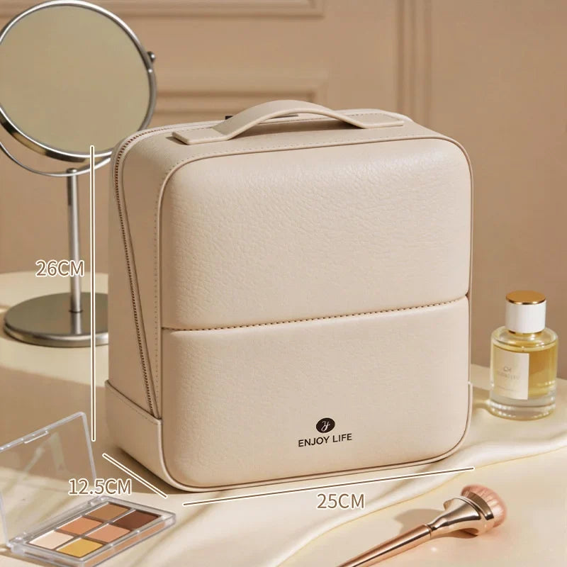 Standing PU Leather Makeup Brush Bag | Large Organizer
