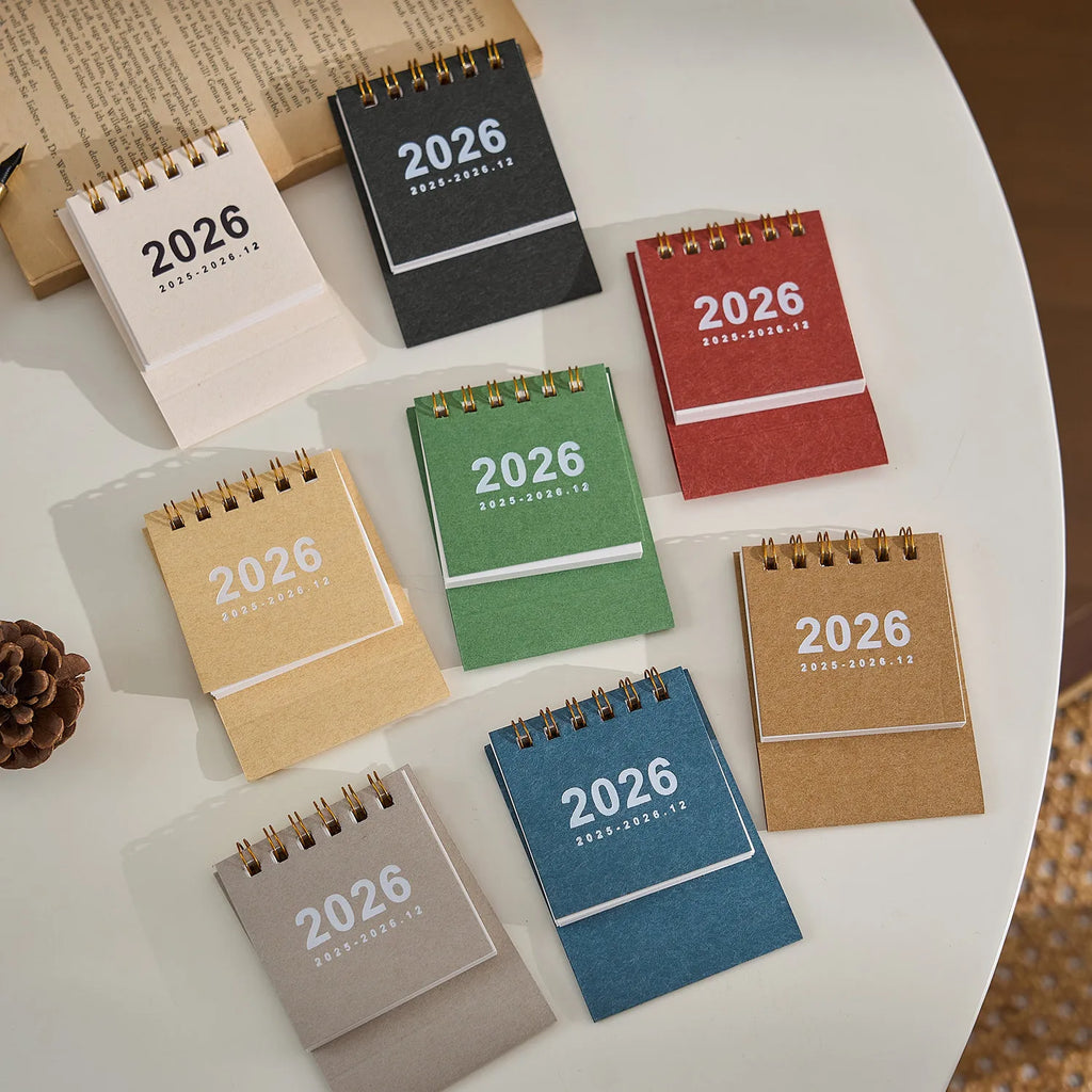 2026 Retro Mini Scroll Desk Calendar | Desktop Planner Decor