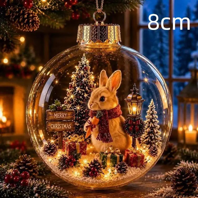 LED Luminous Christmas Crystal Ball Ornament – Santa & Snowman