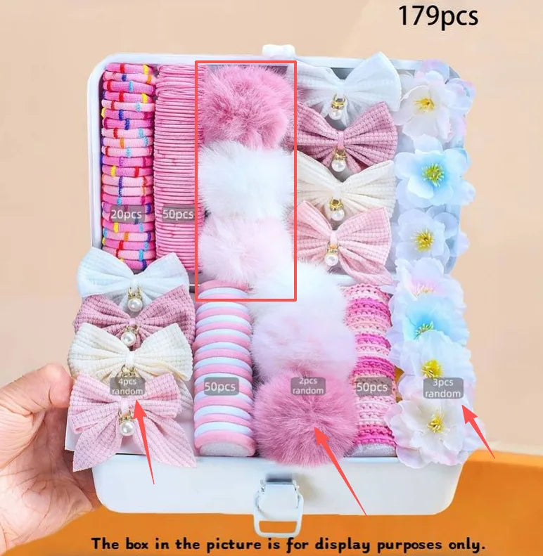 Girls Elastic Floral Bow Hair Bands & Bunny Ear Hair Ties Set