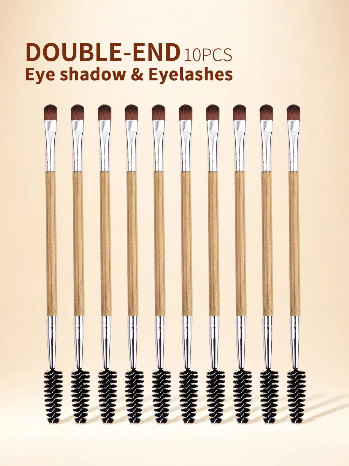 10Pcs Dual-Ended Eyeshadow & Spoolie Brow Brush Set