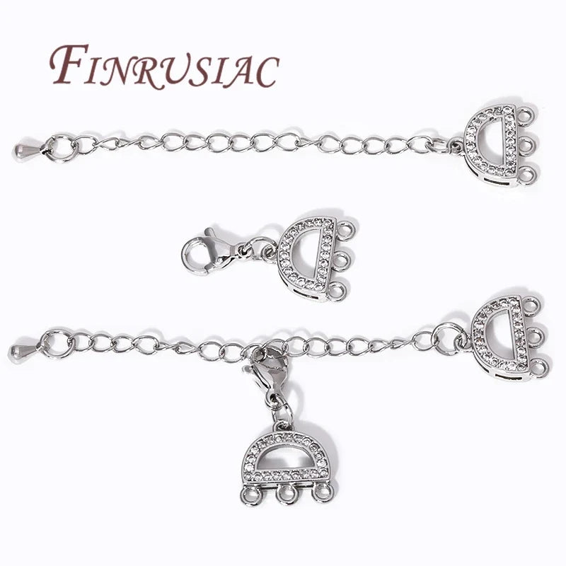 18K Gold Plated Zircon Lobster Clasp Extension Chain DIY Set
