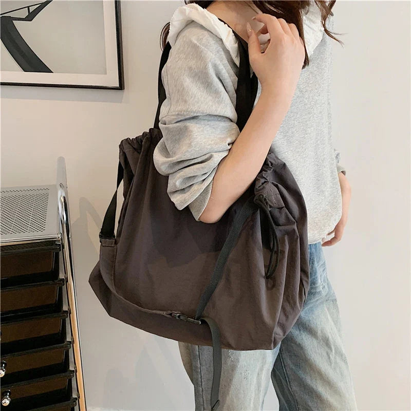 Japanese Style Oxford Tote Crossbody Shoulder Bag | Large