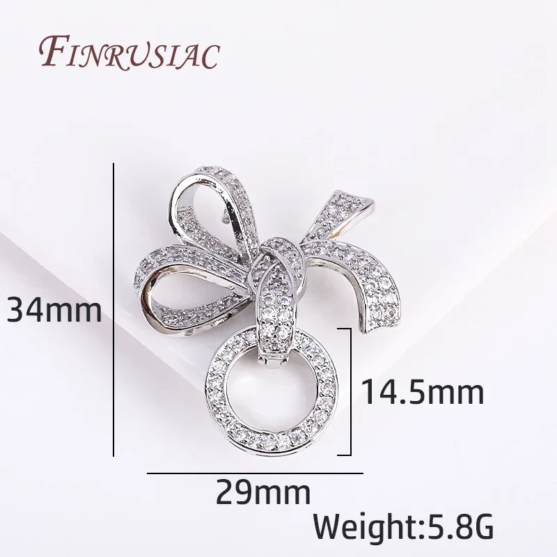 18K Gold Plated Zircon Butterfly Bowknot Pearl Clasp | DIY Jewelry