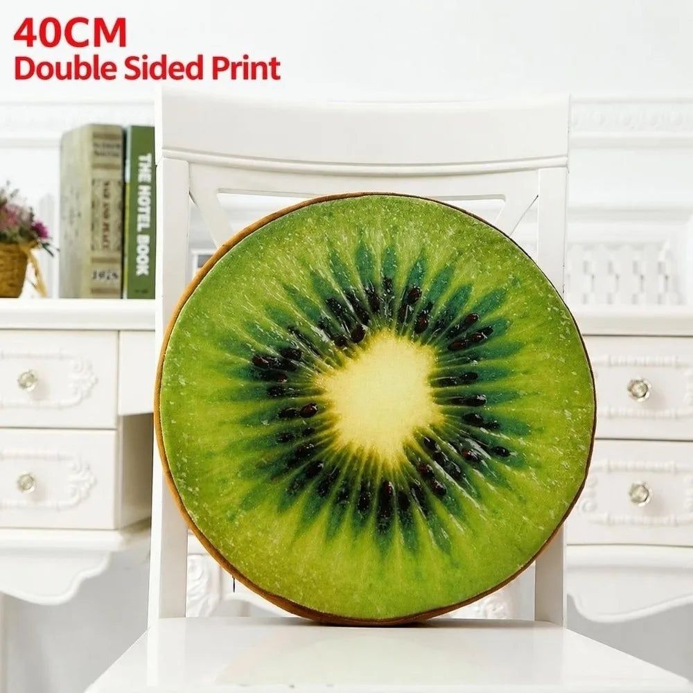 Round Fruit Slice Plush Pillow – Cute Sofa Seat Cushion Decor