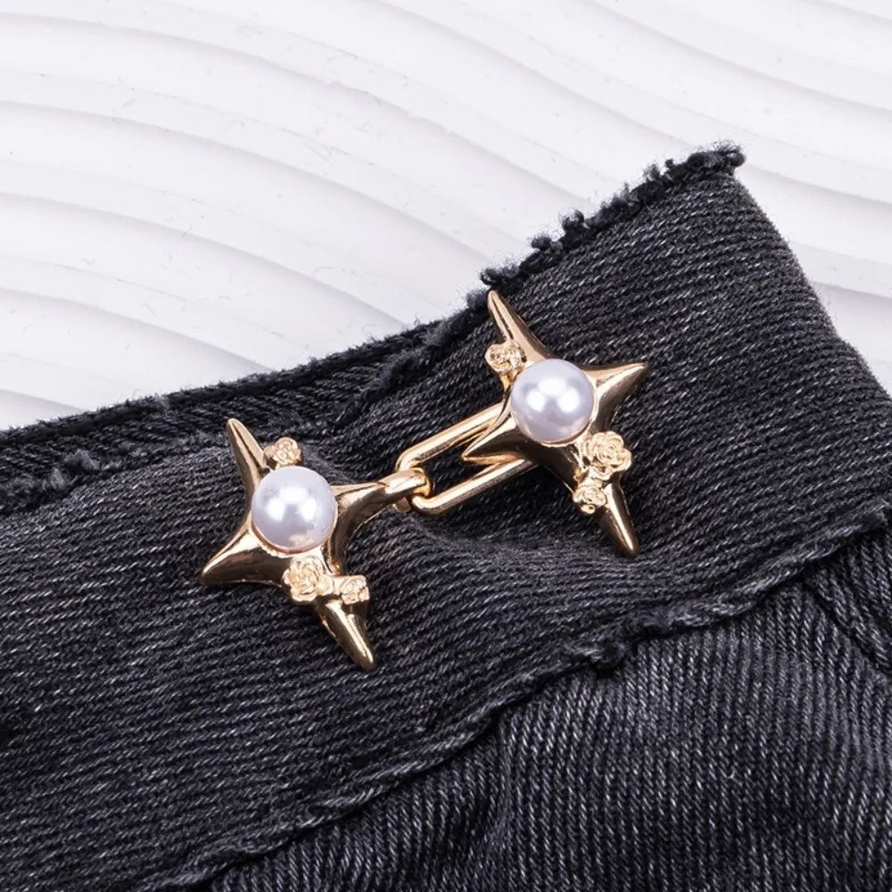 Pearl Waist Cinch Buckle – No-Sew Adjustable Jean Button