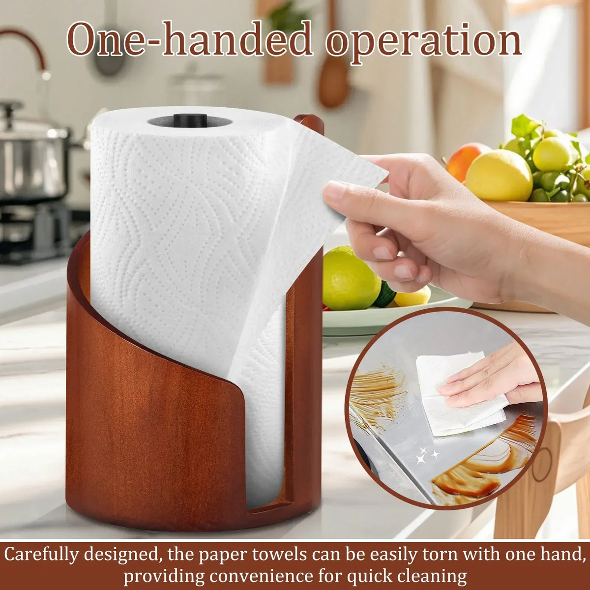 Wooden Spiral Paper Towel Holder – Countertop Stand