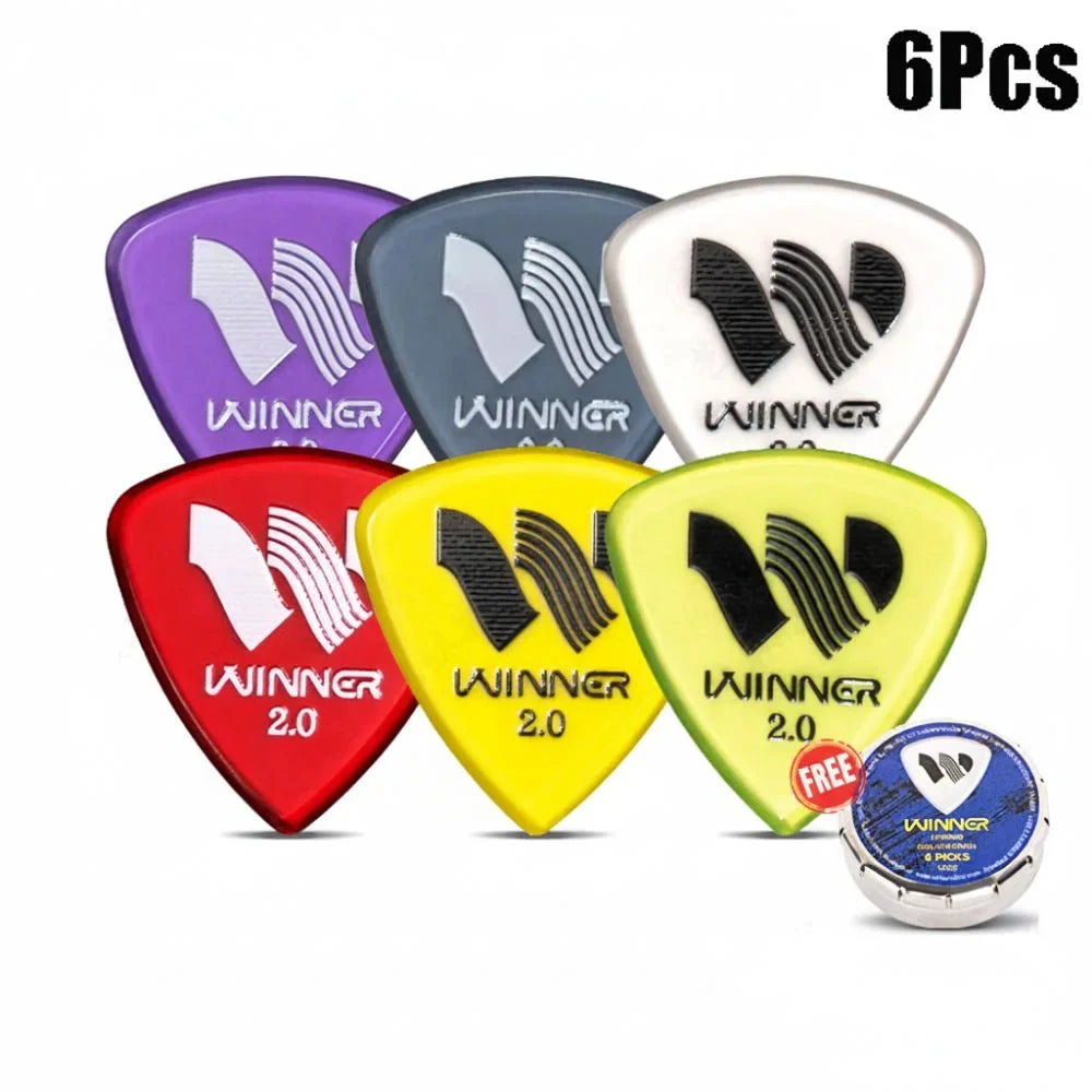 Winner 2.0mm Thick Guitar Picks | Anti-Slip Triangular – 6 Pack