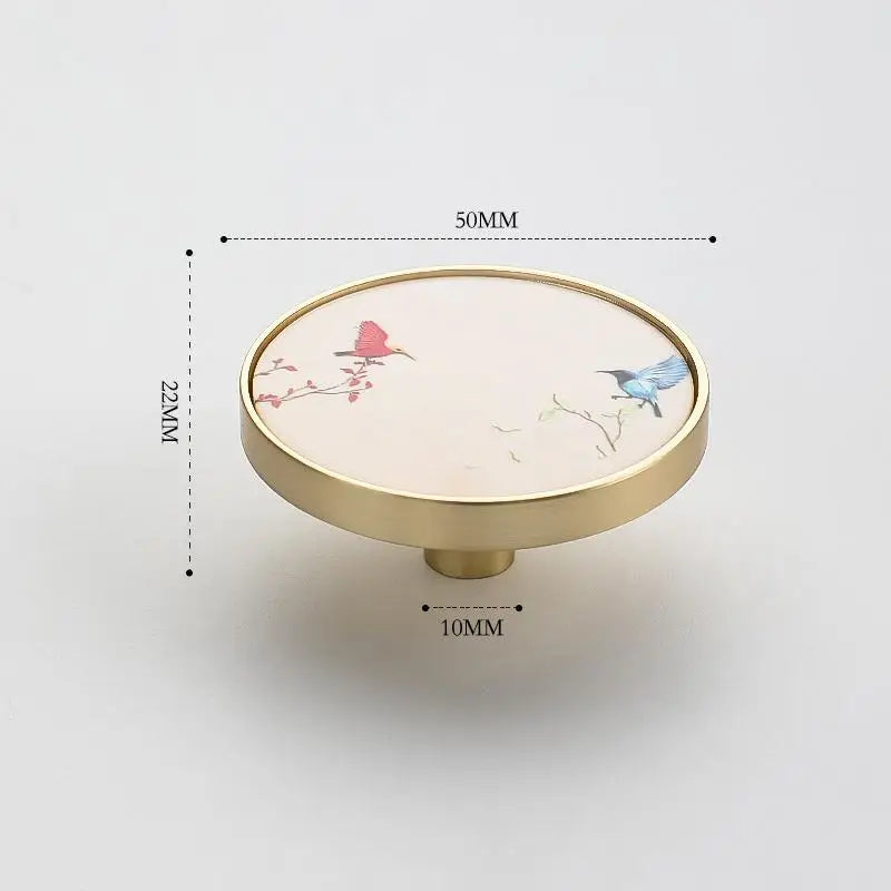 Chinese Ink Painting Zinc Alloy Cabinet Drawer Knob – Single Hole