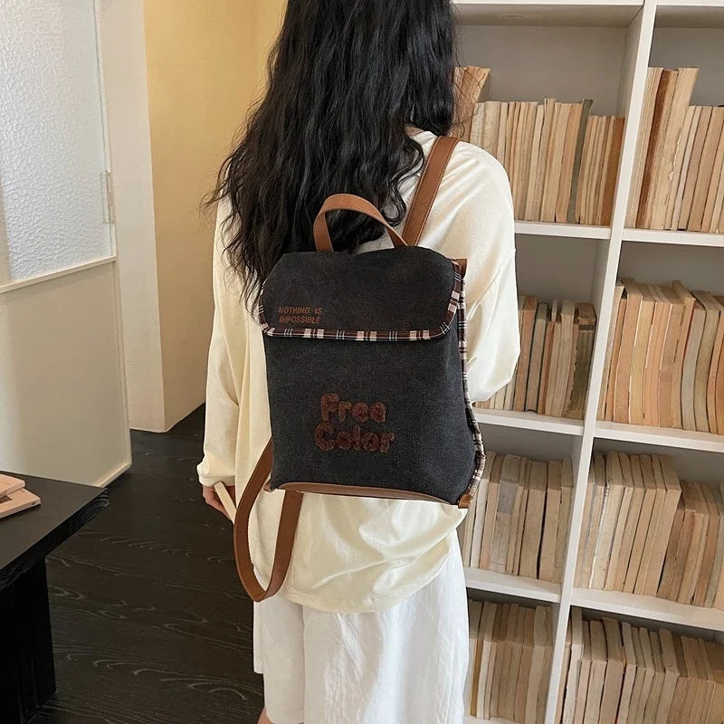 Korean Cartoon Canvas Backpack – Lightweight Student School Bag