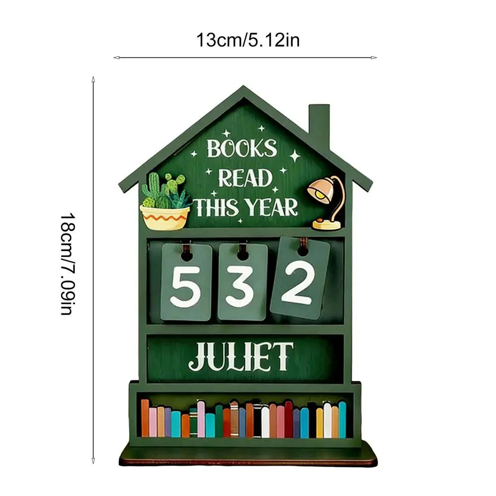 Wooden Book Counter Tracker – Annual Reading Sign & Shelf Decor
