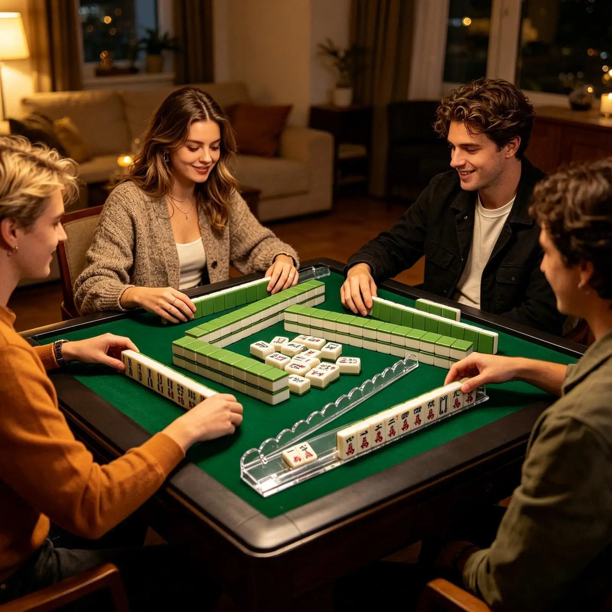 Acrylic Magnetic Mahjong Rack with Pusher – 20-Inch Game Tray