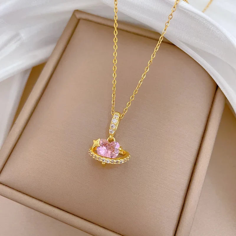 Women's Gold Heart Pendant Necklace – Stainless Steel Choker