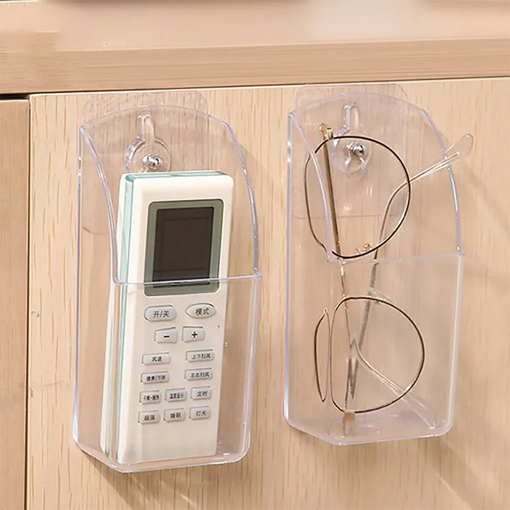 Acrylic Wall Mount Remote Control & Phone Holder Storage Box