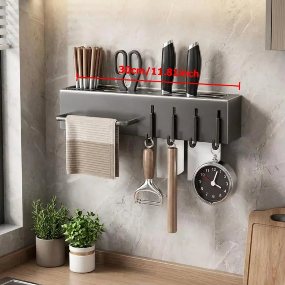 Wall Mount Knife Holder & Cutting Board Organizer Rack