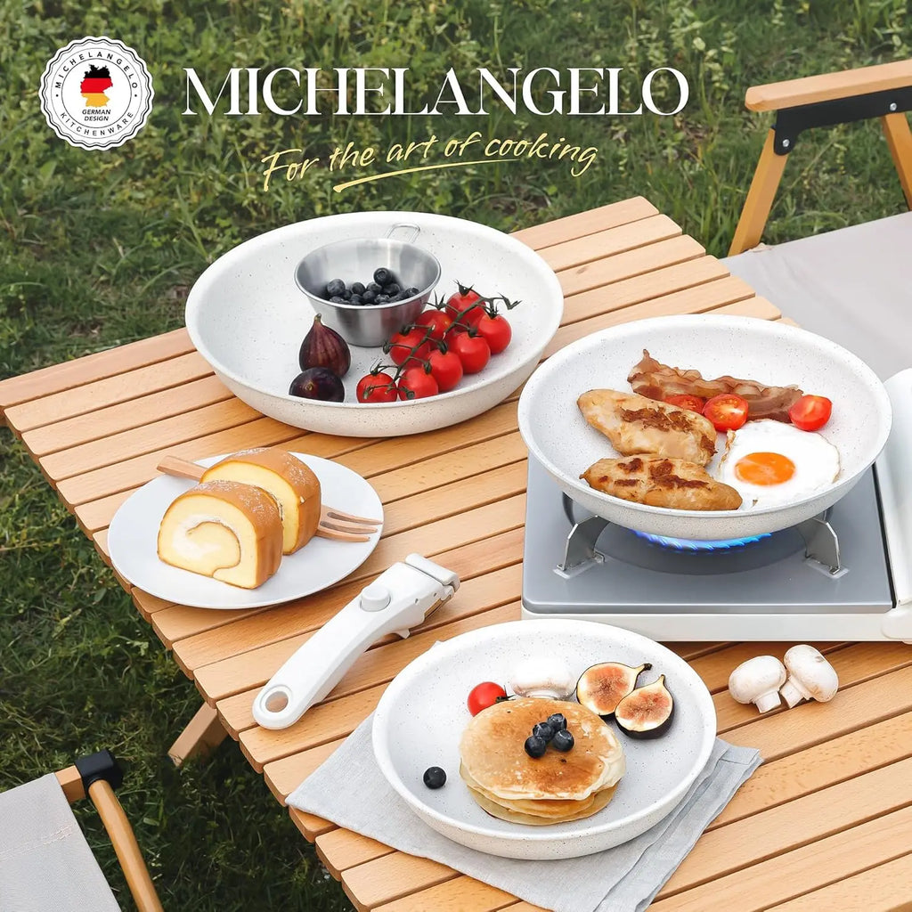 MICHELANGELO Nonstick Frying Pan Set – Granite Coated, Oven Safe