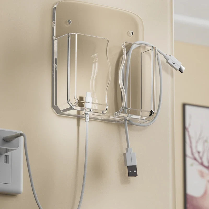 Wall Mount Phone Holder Storage Box Organizer with Charging Port