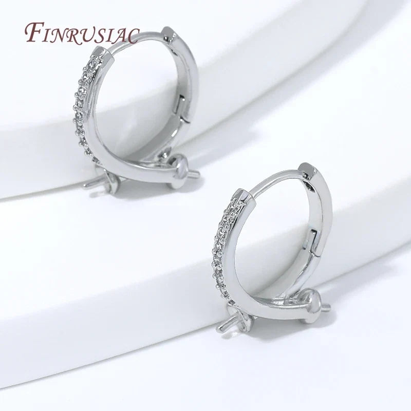18K Gold Plated Huggie Hoop Earring Findings – Zirconia DIY