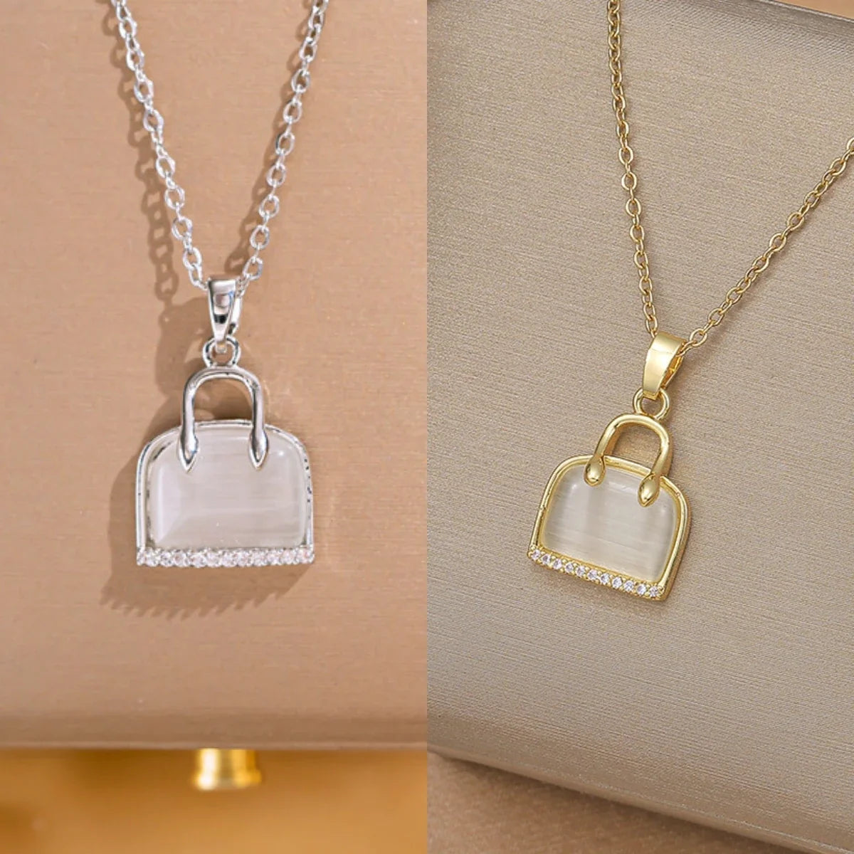 Cat's Eye Stone Pendant Necklace – Minimalist Gold Choker