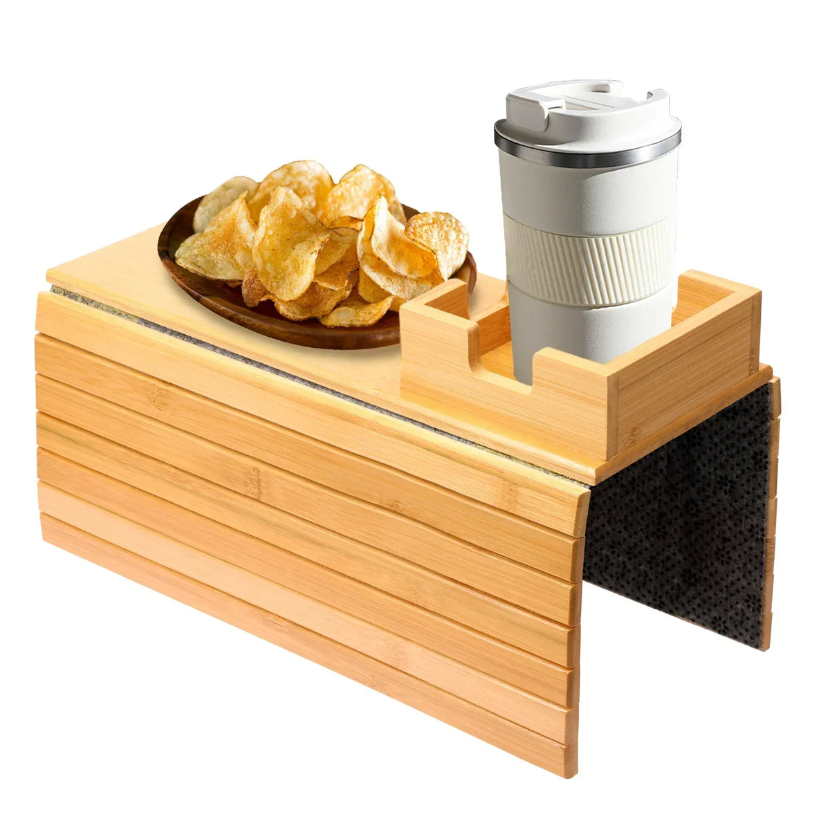 Wooden Sofa Arm Tray – Anti-Slip Couch Cup Holder Organizer