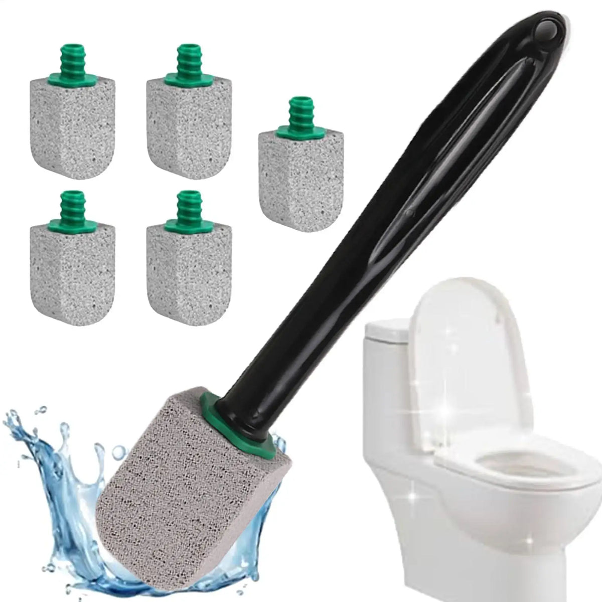 Pumice Stone Toilet Cleaning Wand – 1 Handle & 5 Heads