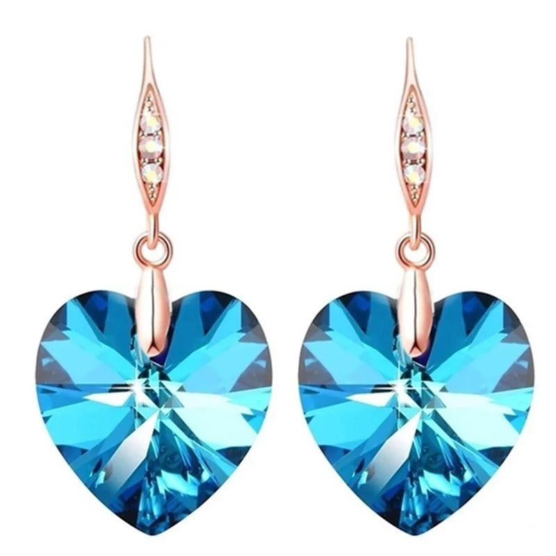 Vintage Geometric Pink Crystal Dangle Drop Earrings