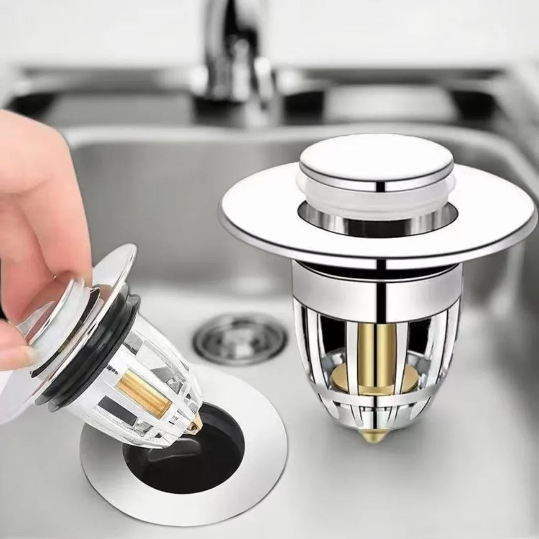 Pop-Up Sink Drain Stopper with Hair Catcher Filter