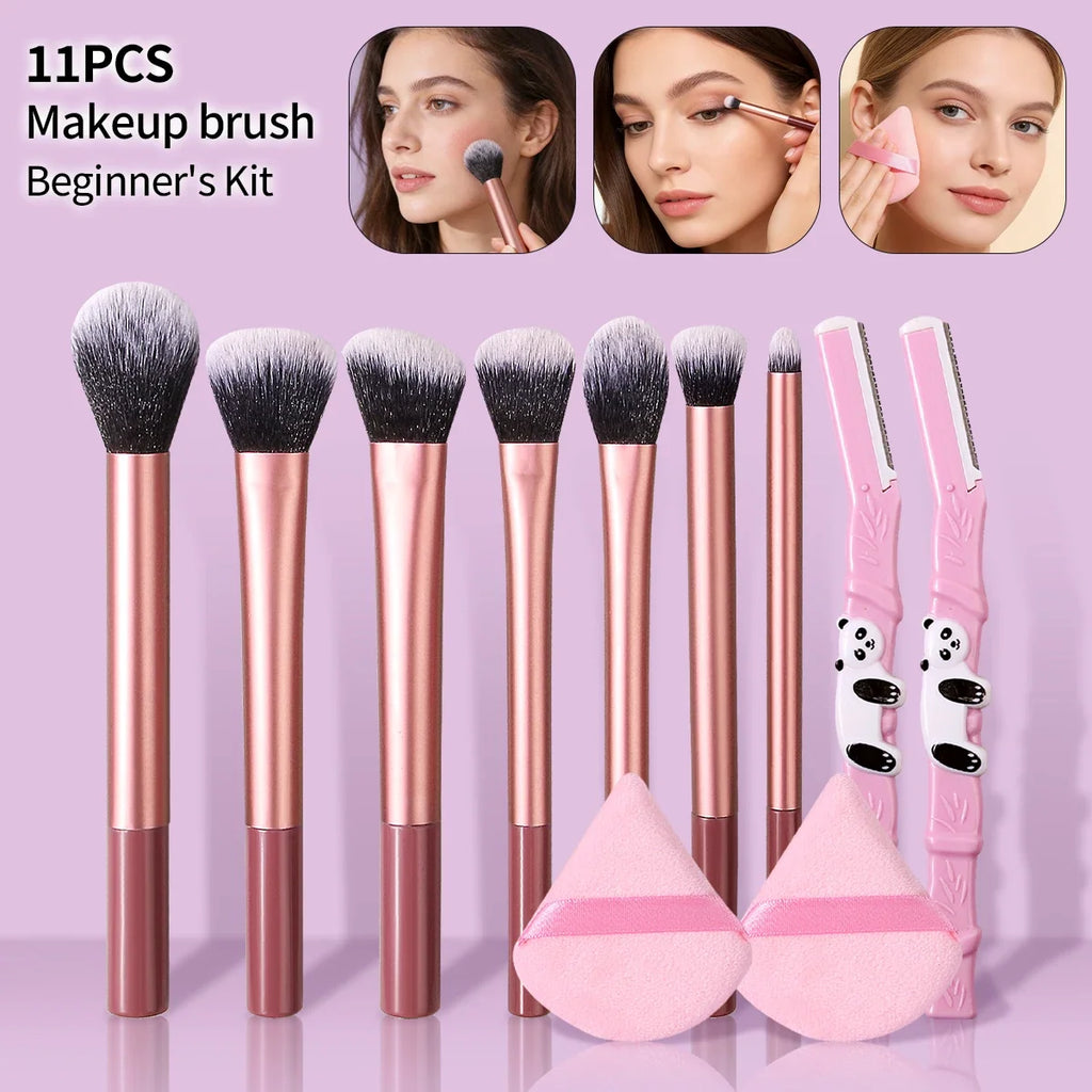 11-Piece Professional Makeup Brush Kit – Soft Fluffy Bristles