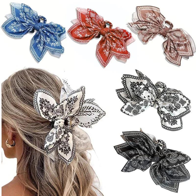 Paisley Cotton Hair Claw Clip with Bow | Women & Girls