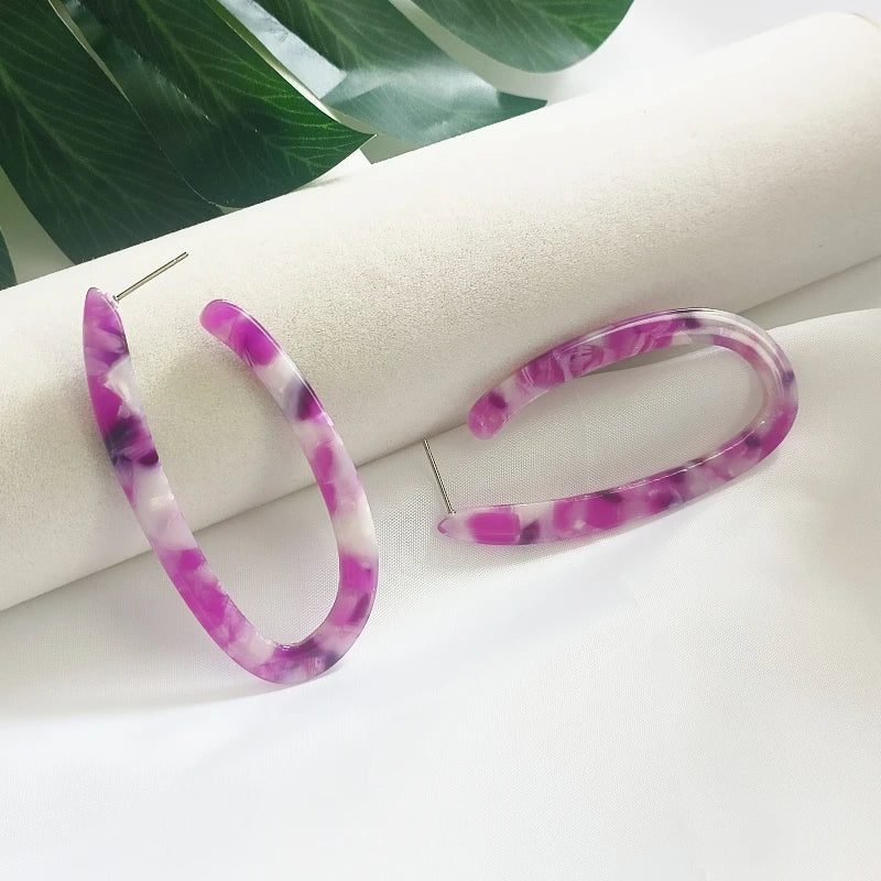 Women's U-Shaped Acetate Drop Earrings – Elegant Fashion Jewelry