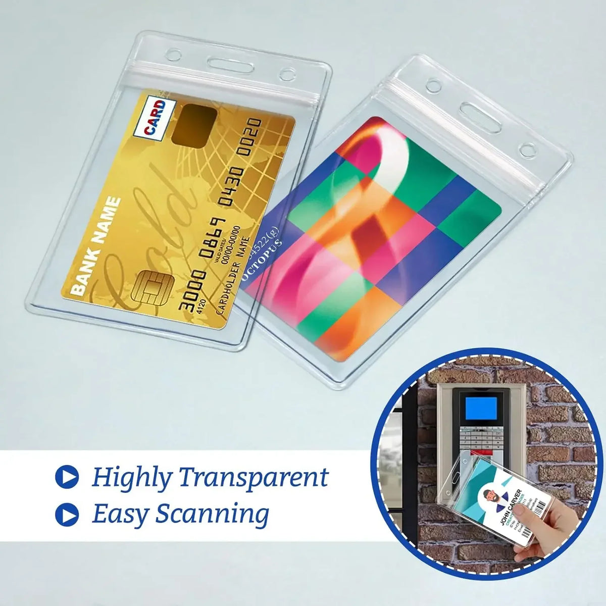 Transparent Waterproof ID Badge Holders with Resealable Zip