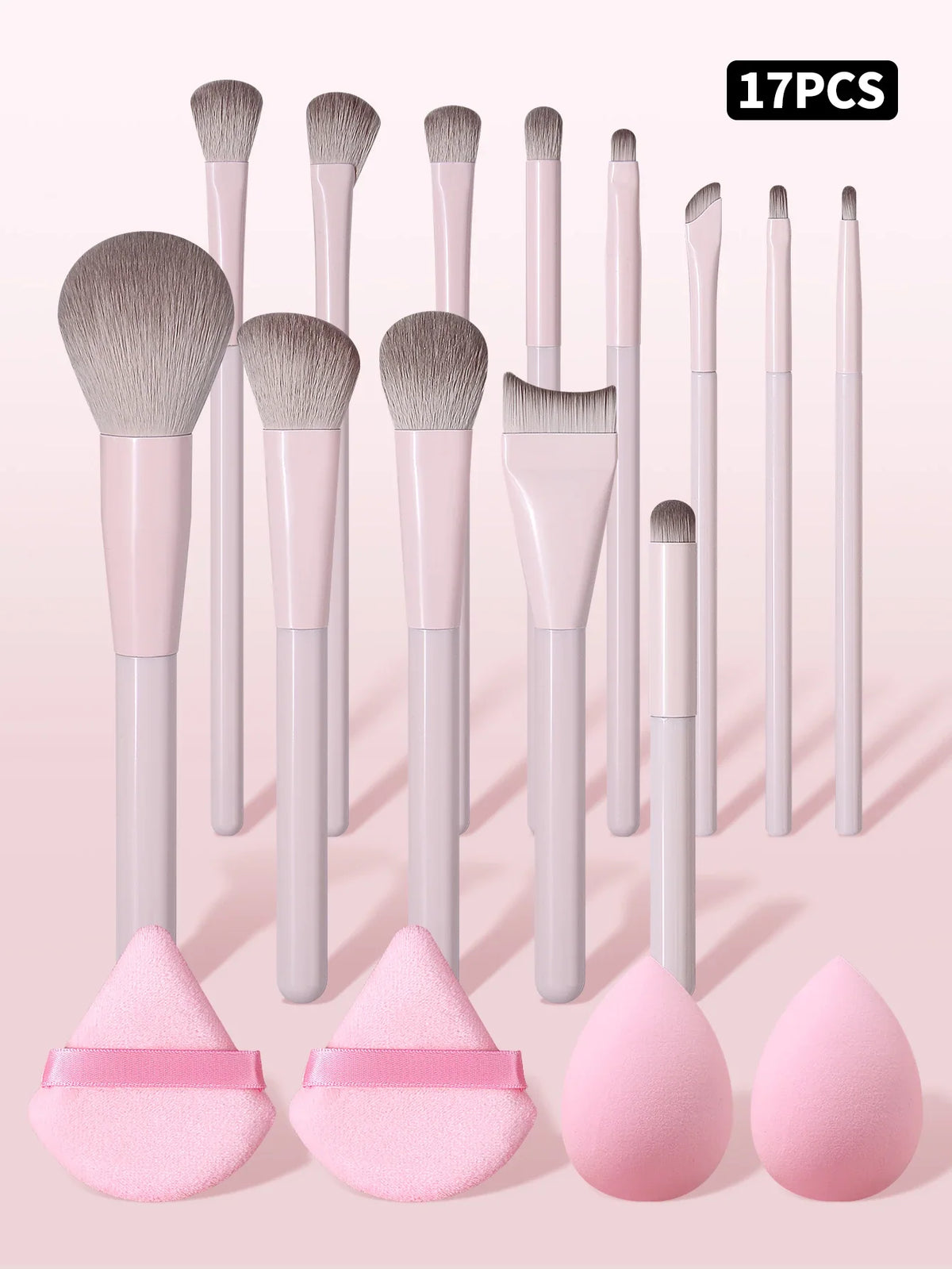 17PCS Soft Fluffy Makeup Brush Set with Powder Puff & Sponge