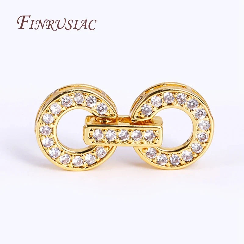 18K Gold Plated Zircon Round Clasp 11x24mm – DIY Jewelry