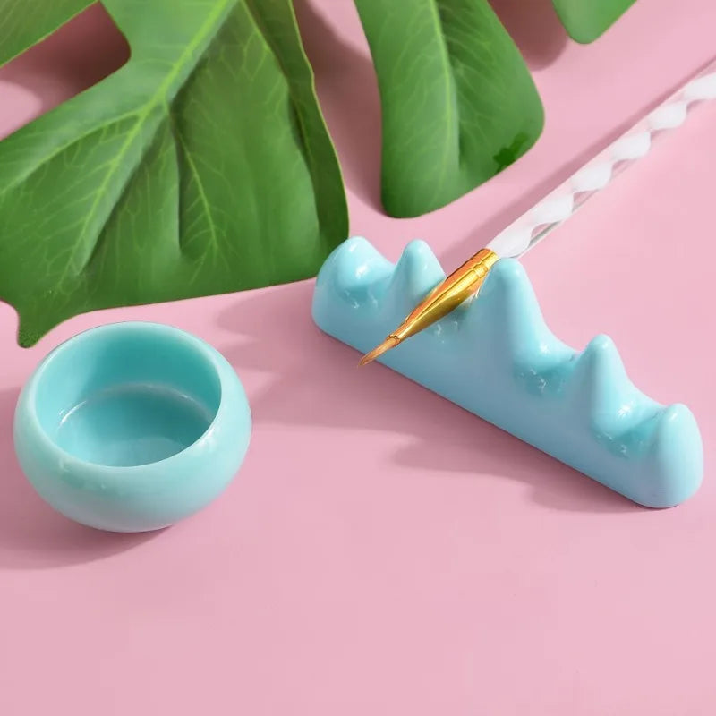 Professional Nail Brush Holder & Acrylic Liquid Powder Cup Set