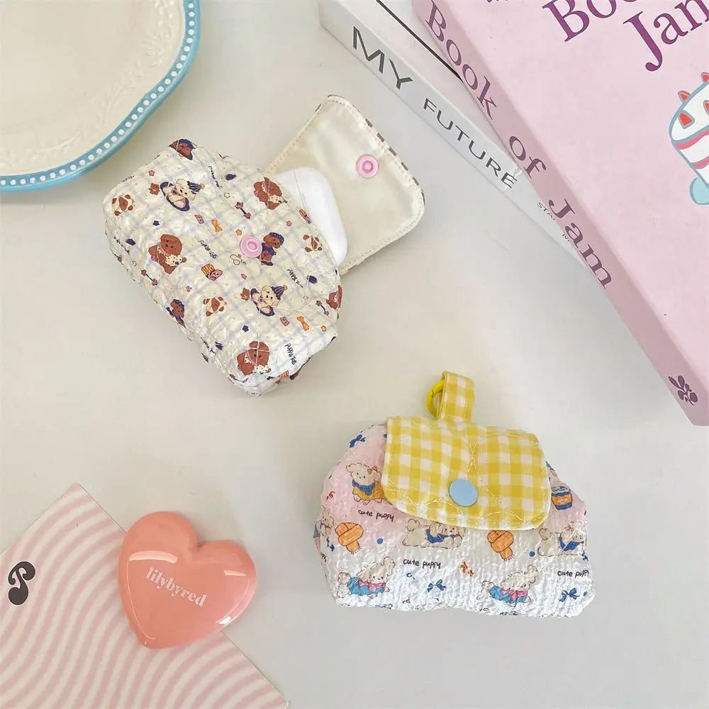 Mini Quilted Makeup Bag – Kawaii Snap Closure Cosmetic Pouch